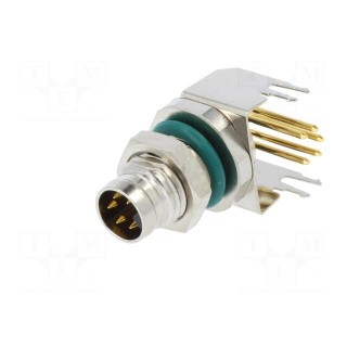 Connector: M8 | male | PIN: 5 | angled 90° | on PCBs | socket | 1.5A | IP68