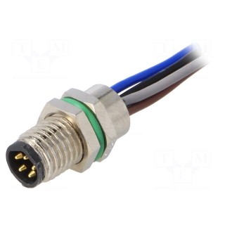 Connector: M8 | male | PIN: 5 | for panel mounting,front side nut