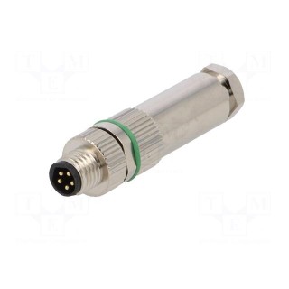 Connector: M8 | male | PIN: 5 | straight | for cable | plug | 3A | IP65,IP67