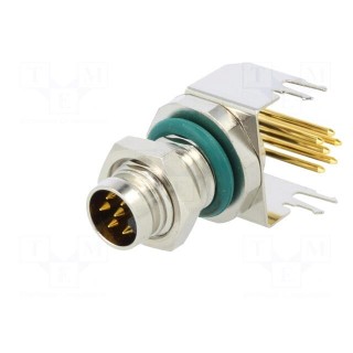 Connector: M8 | male | PIN: 6 | angled 90° | on PCBs | socket | 1.5A | IP68
