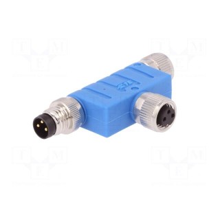 T adapter | M8 male,M8 female x2 | PIN: 3 | T | IP67 | Polarisation: A
