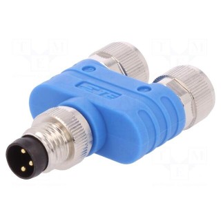 T adapter | M8 male,M8 female x2 | PIN: 3 | Y | IP67 | Polarisation: A