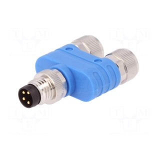 T adapter | M8 male,M8 female x2 | PIN: 4 | Y | IP67 | Polarisation: A