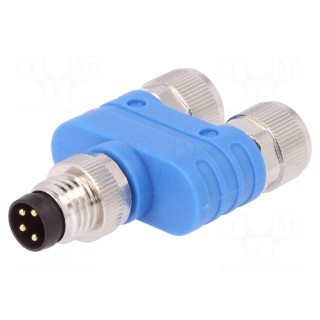 T adapter | M8 male,M8 female x2 | PIN: 4 | Y | IP67 | Polarisation: A