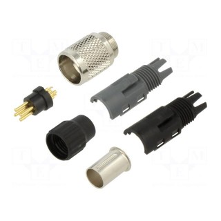 Connector: M9 | plug | male | Plating: gold-plated | 125V | IP40 | PIN: 4
