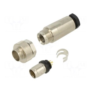 Connector: M9 | plug | male | Plating: gold-plated | 125V | IP67 | PIN: 4