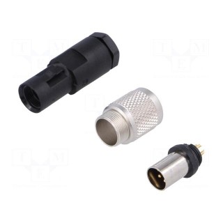 Connector: M9 | plug | 712 | male | PIN: 5 | gold-plated | 3A | IP67 | 125V