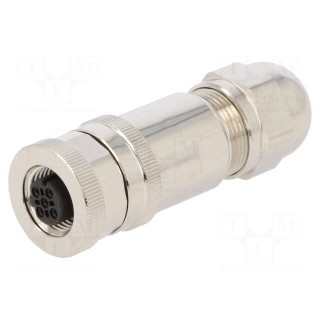 Plug | M12 | PIN: 4 | female | D code-Ethernet | for cable | IP67 | 250V | 4A