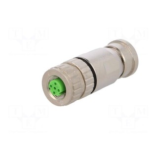 Plug | M12 | PIN: 4 | female | D code-Ethernet | for cable | IP67 | 250V