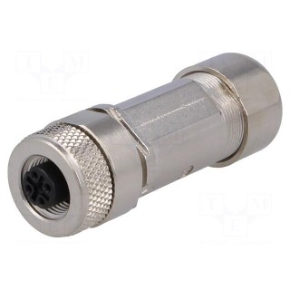 Plug | M12 | PIN: 4 | female | D code-Ethernet | for cable | spring clamp