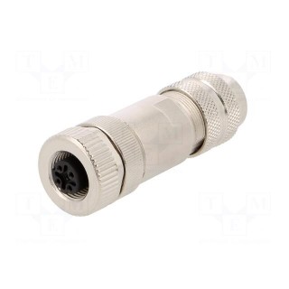 Plug | M12 | PIN: 4 | female | D code-Ethernet | for cable | straight
