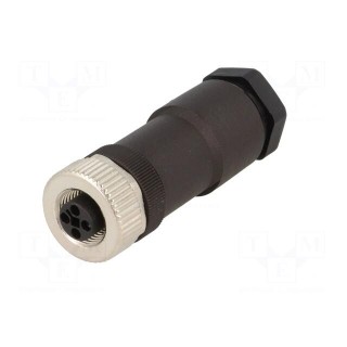 Plug | M12 | PIN: 4 | female | T code-Power | for cable | screw terminal