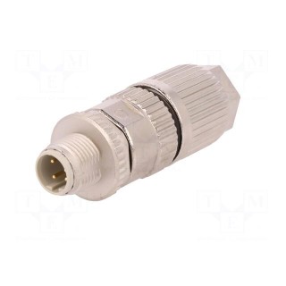 Plug | M12 | PIN: 4 | male | D code-Ethernet | for cable | IDC | IP67 | 4A