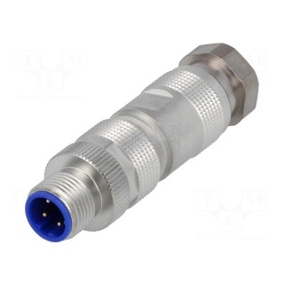 Plug | M12 | PIN: 4 | male | D code-Ethernet | for cable | IDC | straight