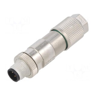 Plug | M12 | PIN: 4 | male | D code-Ethernet | for cable | IDC | straight