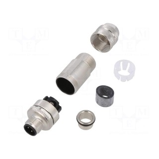 Connector: M12 | plug | male | PIN: 4 | shielded | gold-plated | 4A | IP67