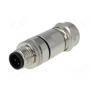 Plug | M12 | PIN: 4 | male | D code-Ethernet | for cable | soldering | IP65