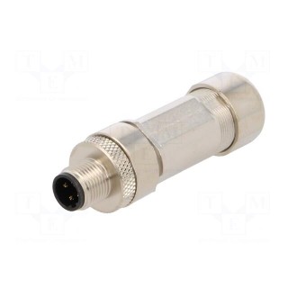 Plug | M12 | PIN: 4 | male | D code-Ethernet | for cable | spring clamp