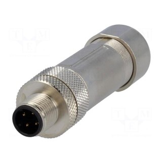 Plug | M12 | PIN: 4 | male | D code-Ethernet | for cable | spring clamp