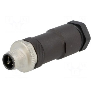 Plug | M12 | PIN: 4 | male | T code-Power | for cable | screw terminal