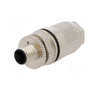 Plug | M12 | PIN: 5 | male | L code-Power | for cable | IP67 | straight | 63V