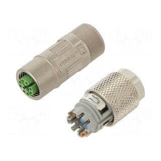 Plug | M12 | PIN: 8 | female | X code-ProfiNET | for cable | IDC | IP67