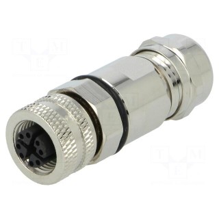 Plug | M12 | PIN: 8 | female | X code-ProfiNET | for cable | soldering