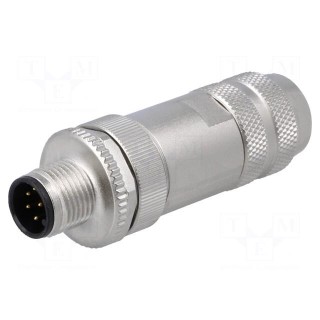 Connector: M12 | plug | male | PIN: 8 | shielded | gold-plated | 1.5A | IP67