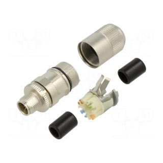 Plug | M12 | PIN: 8 | male | X code-ProfiNET | for cable | IDC | IP65,IP67