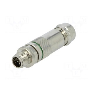 Plug | M12 | PIN: 8 | male | X code-ProfiNET | for cable | soldering | IP67