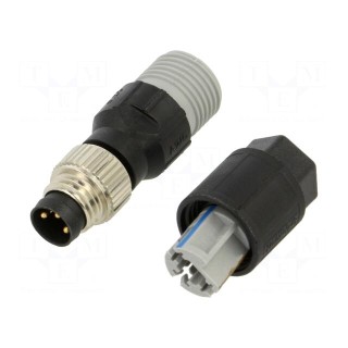 Connector: M8 | male | for cable | plug