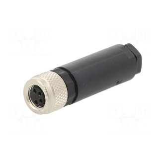Connector: M8 | female | PIN: 4 | straight | for cable | plug | 4A | IP67