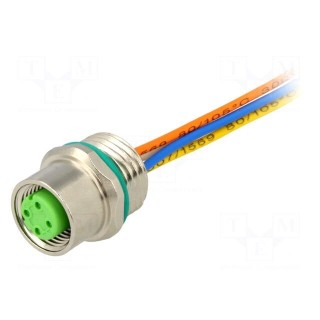 Socket | M12 | PIN: 4 | female | D code-Ethernet | cables | straight | 0.5m