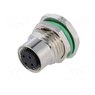 Socket | M12 | PIN: 4 | female | D code-Ethernet | THT | IP67 | 250V | 4A