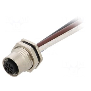 Socket | M12 | PIN: 4 | female | S code-Power | cables | IP67 | 12A | 1.5mm2