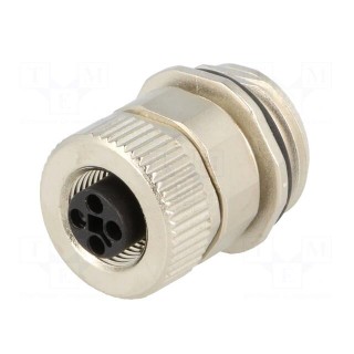 Socket | M12 | PIN: 4 | female | T code-Power | for panel mounting | IP67
