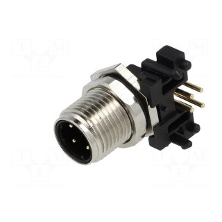 Socket | M12 | PIN: 4 | male | D code-Ethernet | THT | IP65/IP67 | 250V | 4A