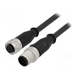 Cable: for sensors/automation | PIN: 12 | M12-M12 | 7.5m | plug | plug