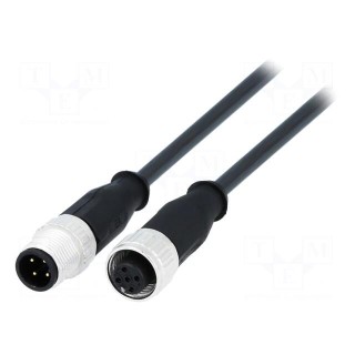 Cable: for sensors/automation | PIN: 4 | M12-M12 | 1.5m | plug | plug