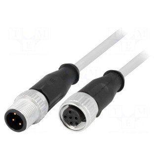 Cable: for sensors/automation | PIN: 4 | M12-M12 | 5m | plug | plug | male