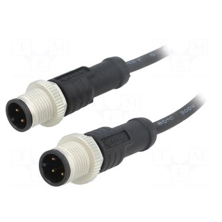 Cable: for sensors/automation | PIN: 4 | M12-M12 | 1m | plug | plug | 250V