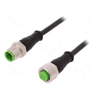 Cable: for sensors/automation | PIN: 4 | M12-M12 | 1m | plug | plug | male