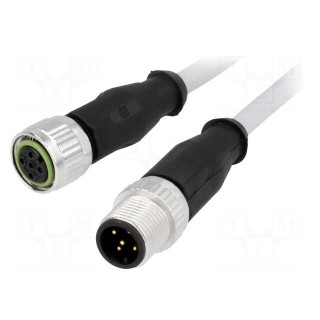 Cable: for sensors/automation | PIN: 5 | M12-M12 | 1m | plug | plug | male