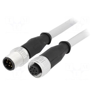 Cable: for sensors/automation | PIN: 8 | M12-M12 | 5m | plug | plug | male