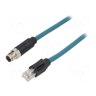 Cable: for sensors/automation | PIN: 8 | male | RJ45 plug,M12 male