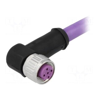 Plug | M12 | PIN: 4 | female | B code-Profibus | 2m | Insulation: PVC