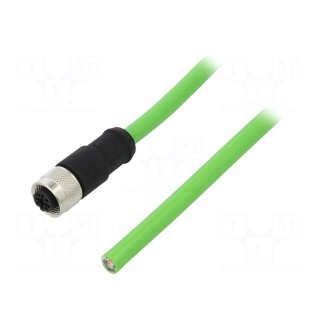 Plug | M12 | PIN: 4 | female | D code-Ethernet | 2m | Insulation: PUR | IP67