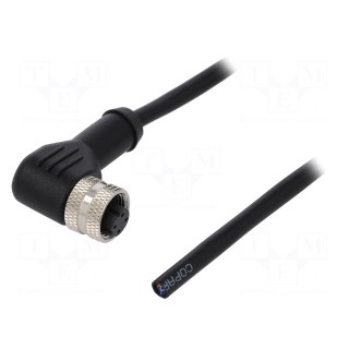 Plug | M12 | PIN: 4 | female | D code-Ethernet | IP65/IP67 | 250V | 4A | 1m