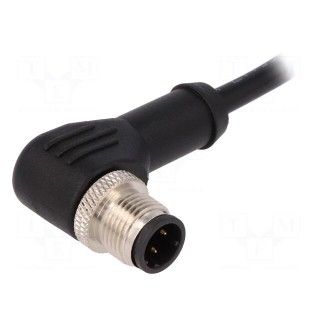 Plug | M12 | PIN: 4 | male | D code-Ethernet | IP67 | 250V | 4A | angled | 1m