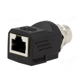 Adapter | M12 female,RJ45 socket | D code-Ethernet | PIN: 4 | Cat: 5e